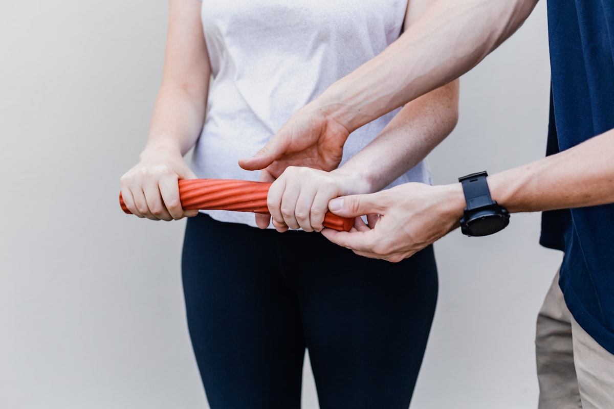 Patient performing balance and coordination exercises